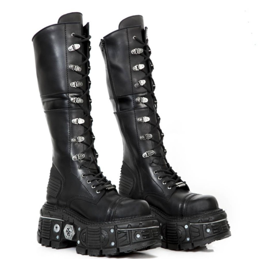 NEW ROCK Stiefel New Rock - Itali Negro - U00D6Ffnung Lederschuhe