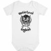 METAL-KIDS Kinder-Strampler Motu00F6Rhead - England: Schablone - Weiu00Df Schwarz - Metal-Kids Baby Bodies