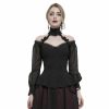 DEVIL FASHION Devil Fashion - Damenbluse - Black Gothic Shirt With Open Shoulders Gothic & Punk T-Shirts