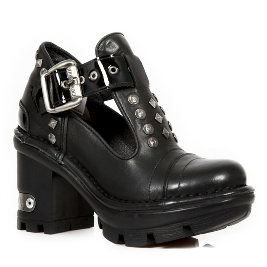 NEW ROCK Schwarze New Rock Damenschuhe Black Crust - New Punk Und Rock Design High Heels