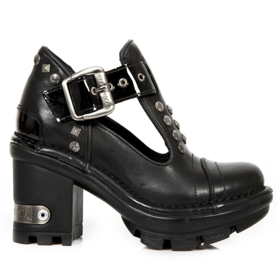 NEW ROCK Schwarze New Rock Damenschuhe Black Crust - New Punk Und Rock Design High Heels