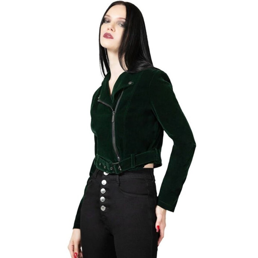 KILLSTAR Damen Jacke Killstar - Emerald Goddess Biker - Schwarz Jacken & Mantel