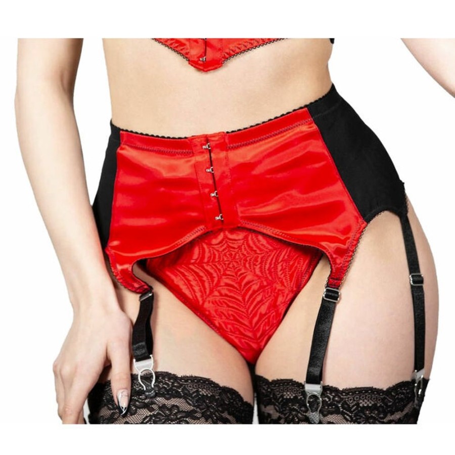 KILLSTAR Killstar - Strumpfhalter - Scarlet Webutant Garter- Rot Unterwasche & Bademode