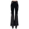 DEVIL FASHION Devil Fashion - Damenhose - Sparkle Witch Side Laced Up Velvet Flared Gothic Hosen & Shorts