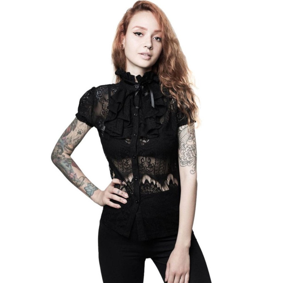 KILLSTAR Damen Bluse - Liana Ruffle - Killstar Blusen