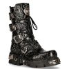 NEW ROCK Schwarze New Rock Stiefel Black Reactor - Uni - Metallic Kollektion Lederschuhe