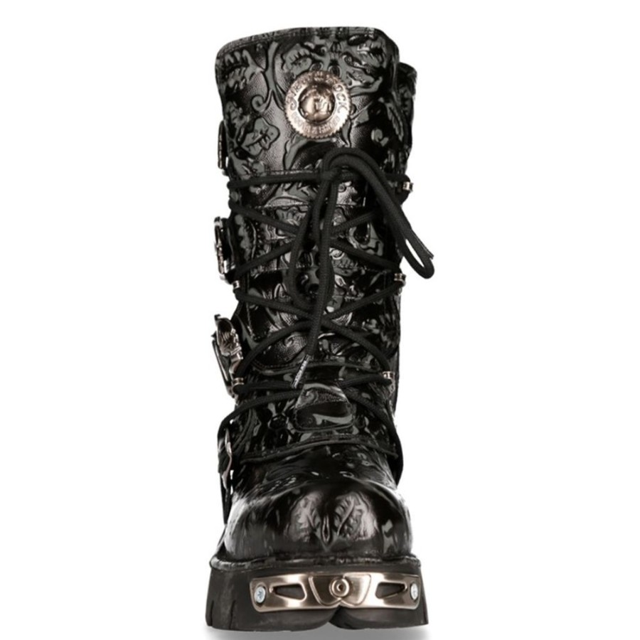 NEW ROCK Schwarze New Rock Stiefel Black Reactor - Uni - Metallic Kollektion Lederschuhe