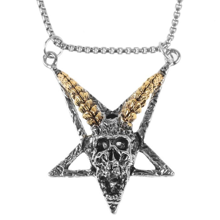 FALON Anhu00E4Nger Mit Kette Pentagram Screaming Skull Schmuck & Bijouterie