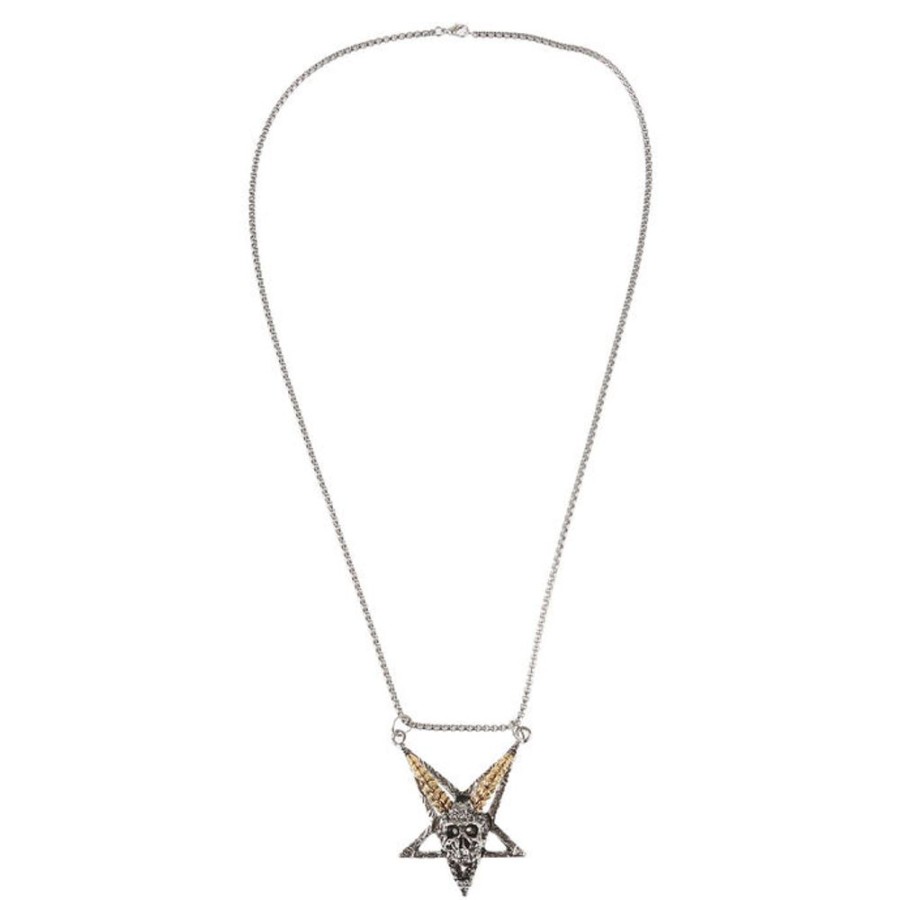 FALON Anhu00E4Nger Mit Kette Pentagram Screaming Skull Schmuck & Bijouterie