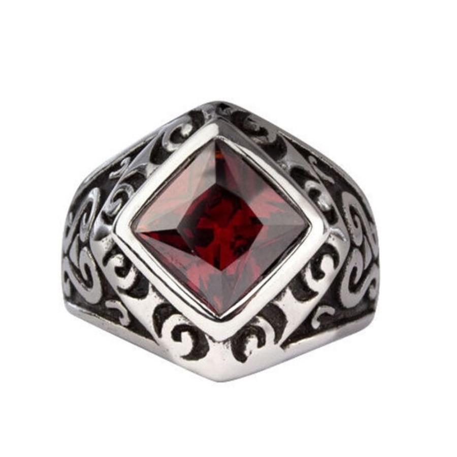 ETNOX Ring Etnox - Red Square Schmuck & Bijouterie