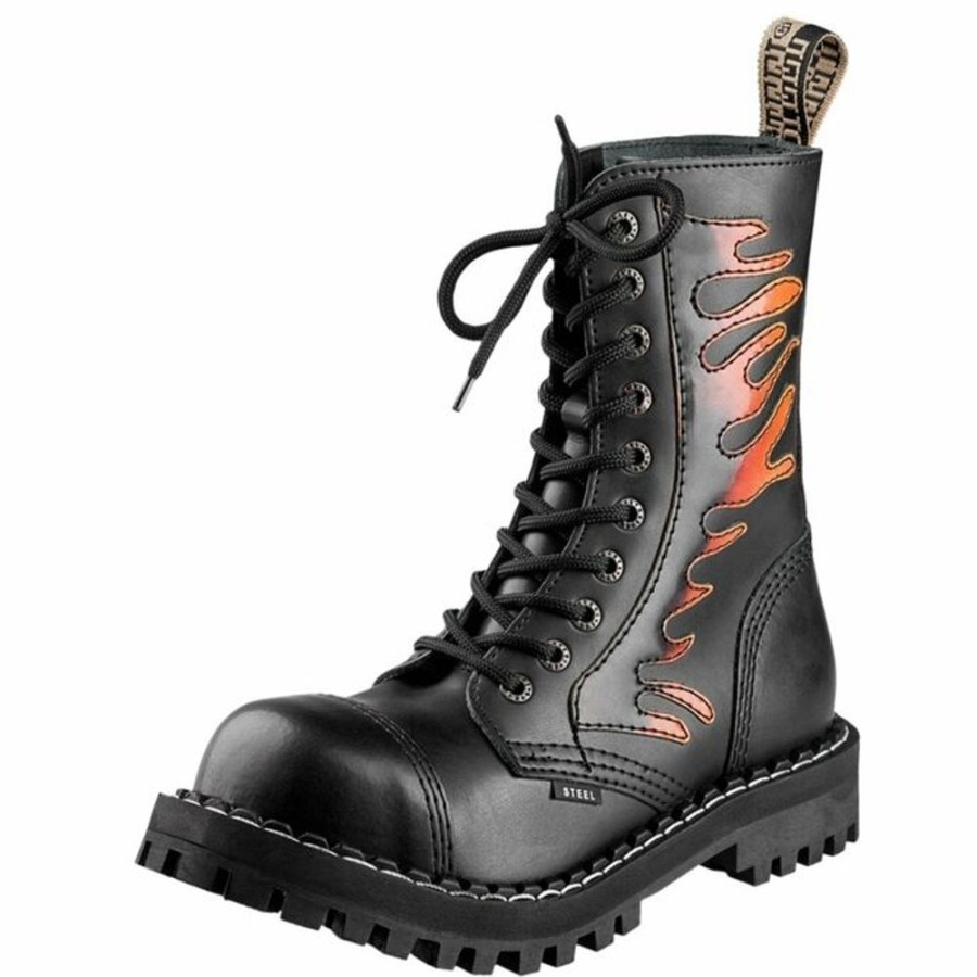 STEEL Stiefel - Steel - 10 Loch - 105/O/Flames Lederschuhe