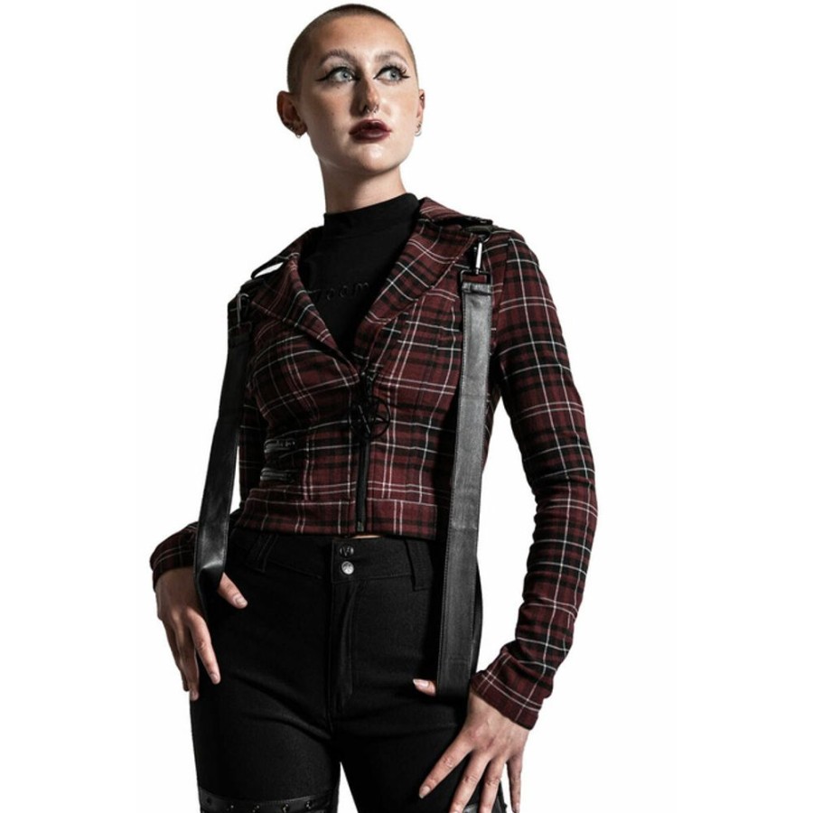 KILLSTAR Damen Jacke Killstar - Freak Flag - Blood Tartan Jacken & Mantel