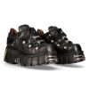 NEW ROCK Schwarze New Rock Herren Boots - New Punk Und Rock Design - Metallic Kollektion Lederschuhe