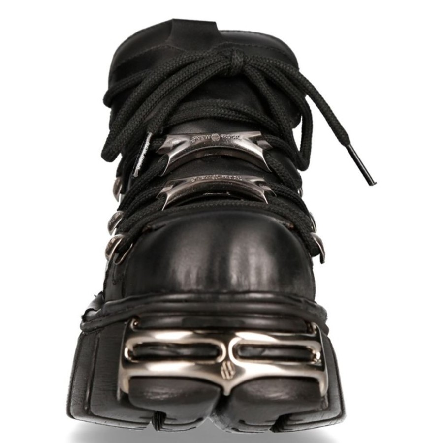 NEW ROCK Schwarze New Rock Herren Boots - New Punk Und Rock Design - Metallic Kollektion Lederschuhe