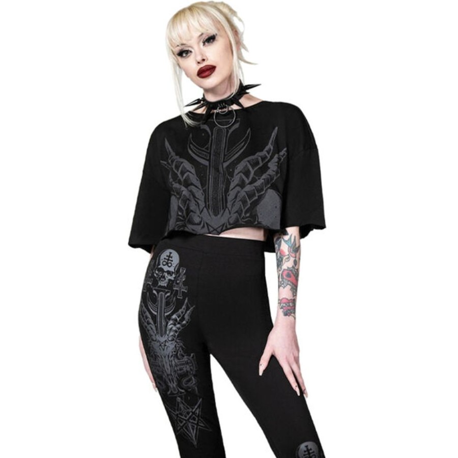 KILLSTAR Killstar - Damen Crop Top - Night Roller - Schwarz Sonstige T-Shirts