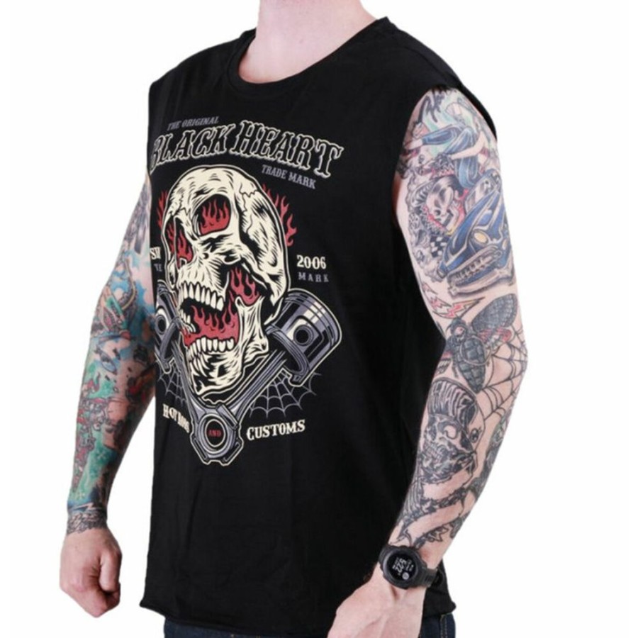 BLACK HEART Herren-Tanktop Black Heart - Flame Piston - Schwarz Tank-Tops