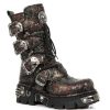 NEW ROCK Metallic Rot Schwarze New Rock Lederstiefel - New Punk And Rock Design Lederschuhe