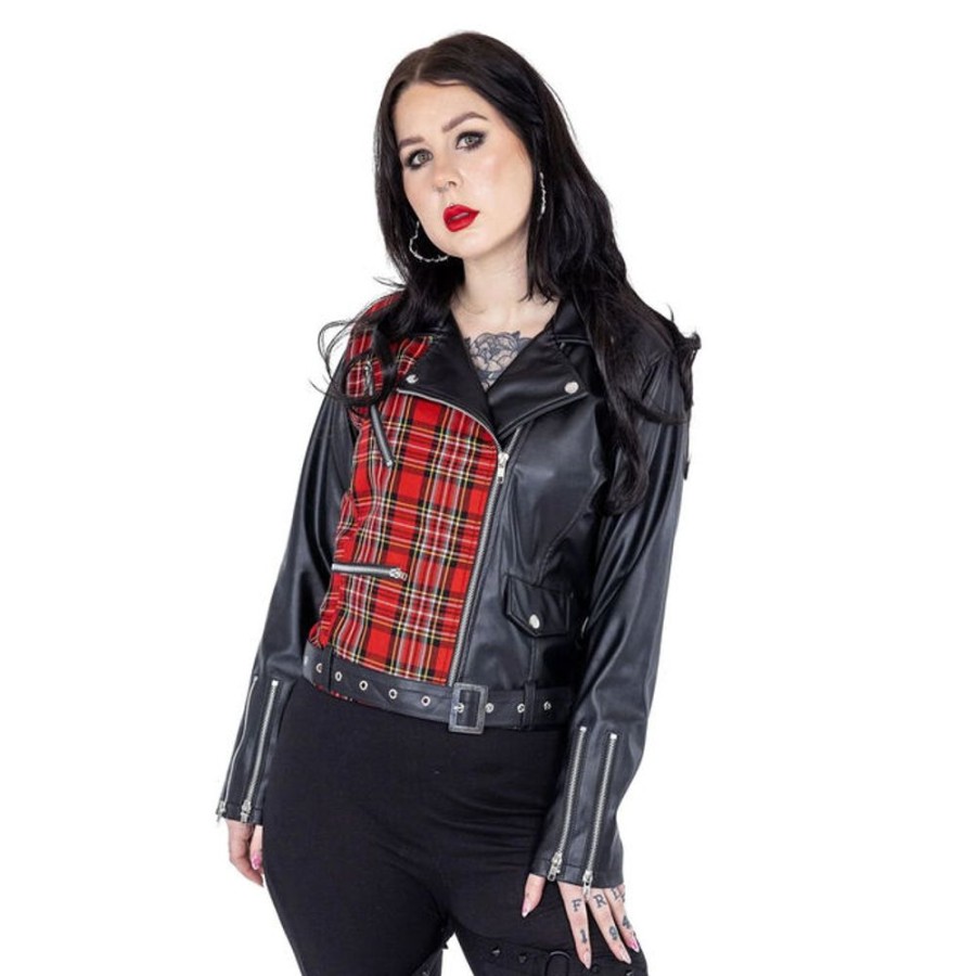 HEARTLESS Damenjacke Heartless - Elaine - Schwarz/Rot Tartan Jacken & Mantel