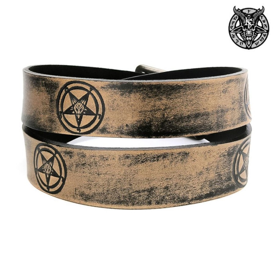 LEATHER & STEEL FASHION Gu00Fcrtel Baphomet Braun Accessoires