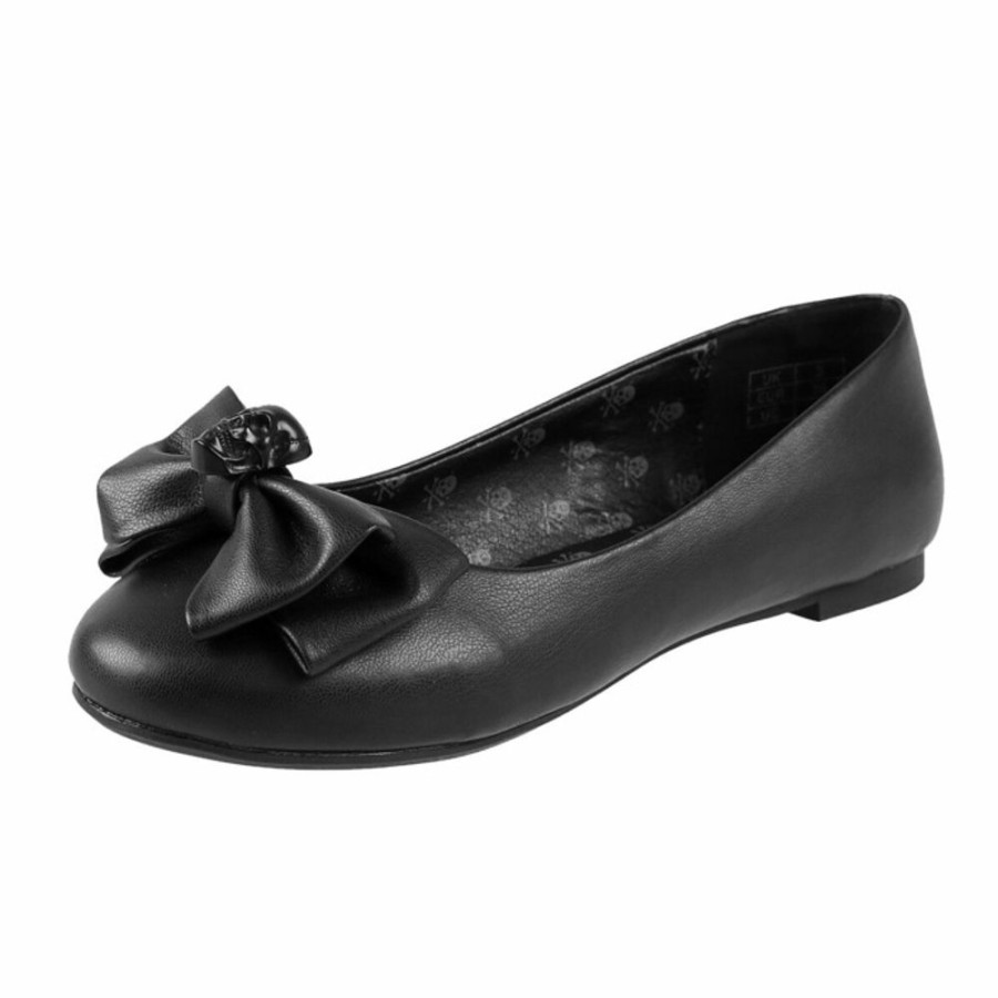 KILLSTAR Damen Ballerinas Killstar - Bow Down Ballet - Schwarz Ballerinas