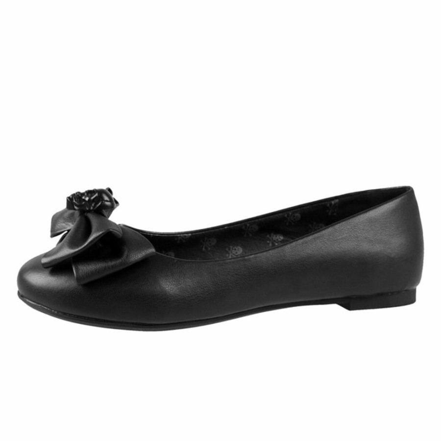 KILLSTAR Damen Ballerinas Killstar - Bow Down Ballet - Schwarz Ballerinas