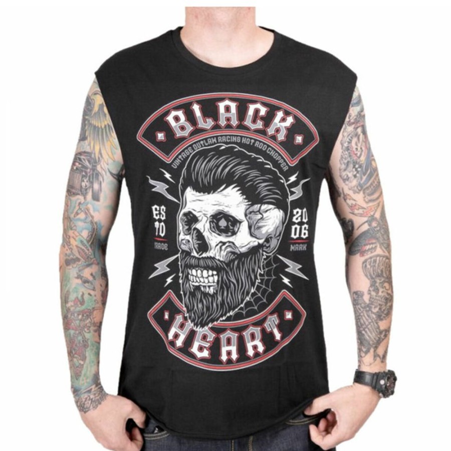 BLACK HEART Herren-Tanktop Black Heart - Beard Skull - Schwarz Tank-Tops