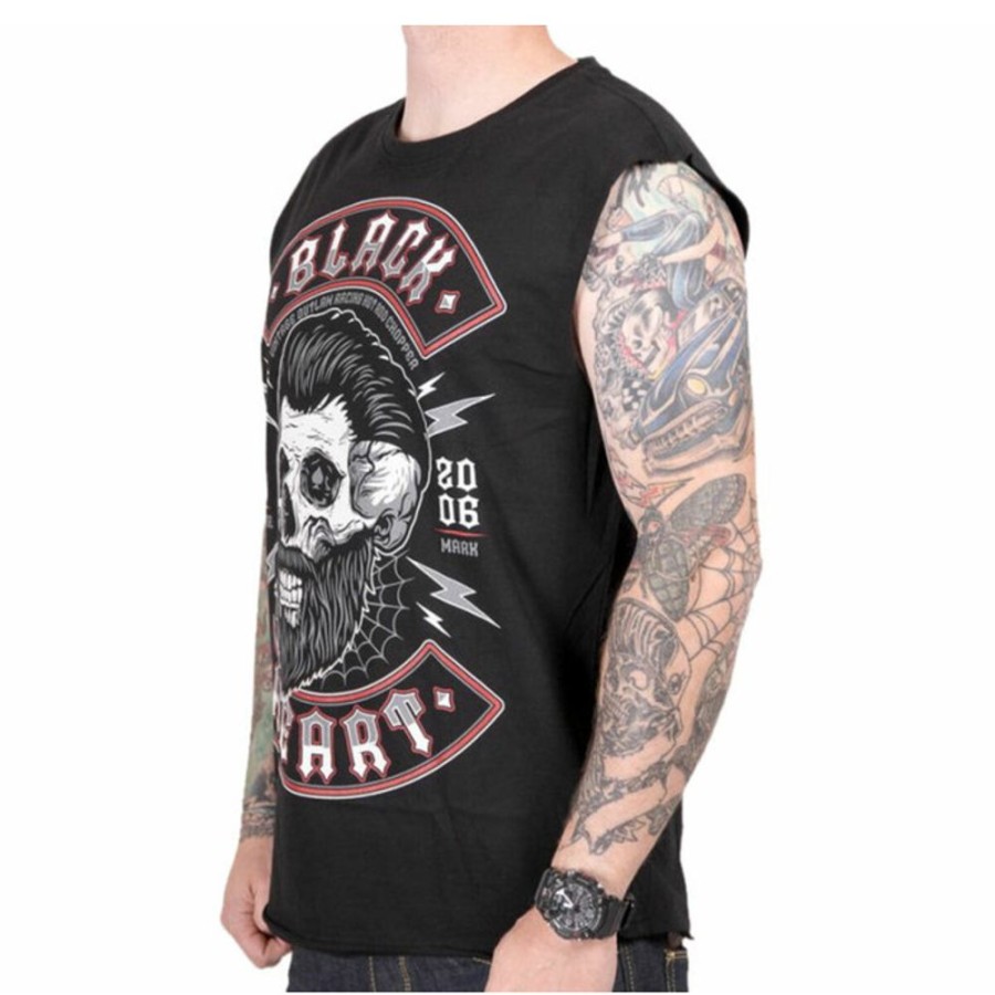 BLACK HEART Herren-Tanktop Black Heart - Beard Skull - Schwarz Tank-Tops