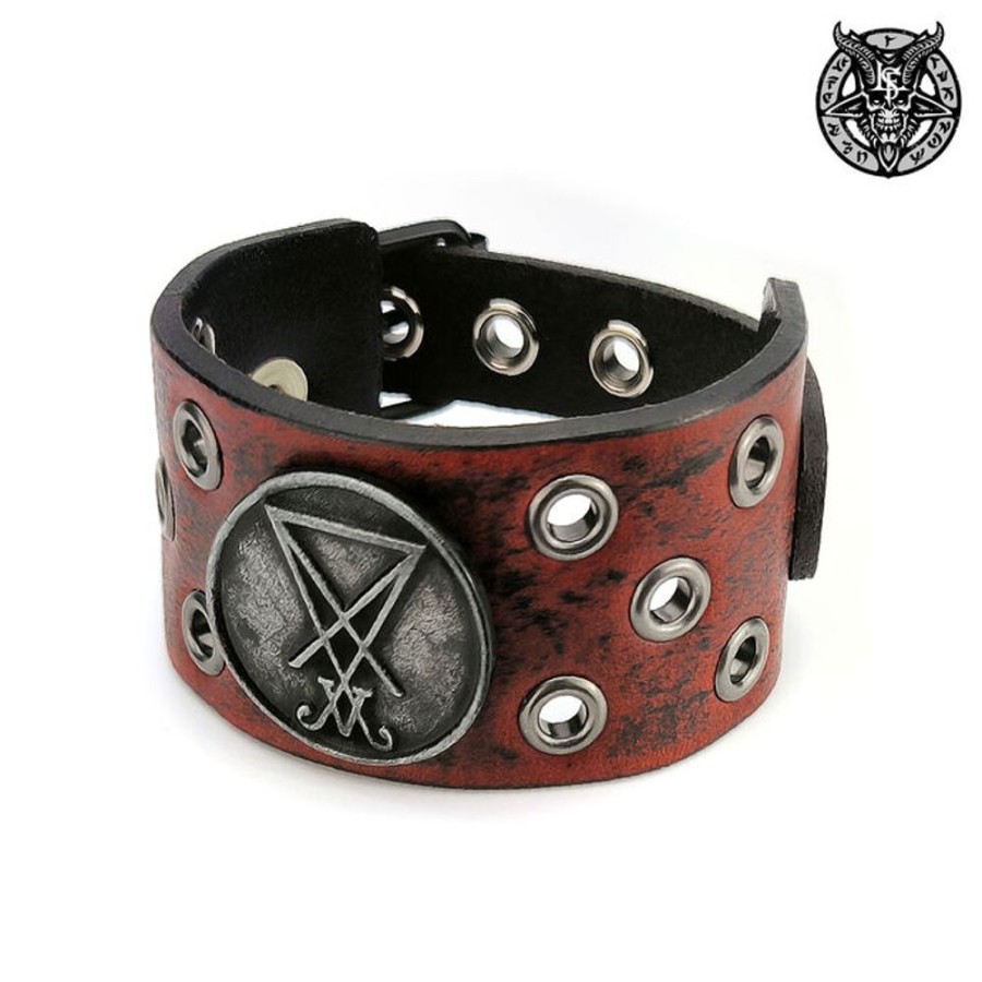 LEATHER & STEEL FASHION Armband Sigil Of Lucifer Rot Accessoires