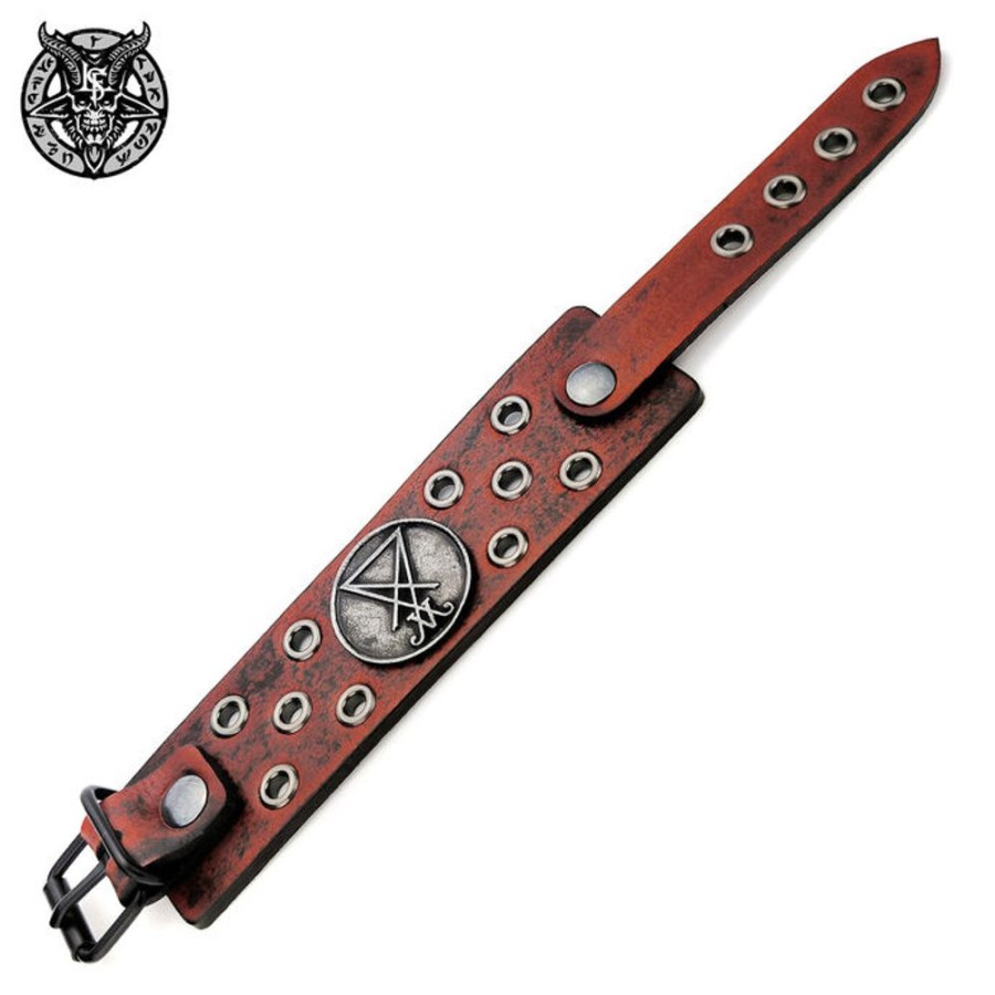 LEATHER & STEEL FASHION Armband Sigil Of Lucifer Rot Accessoires