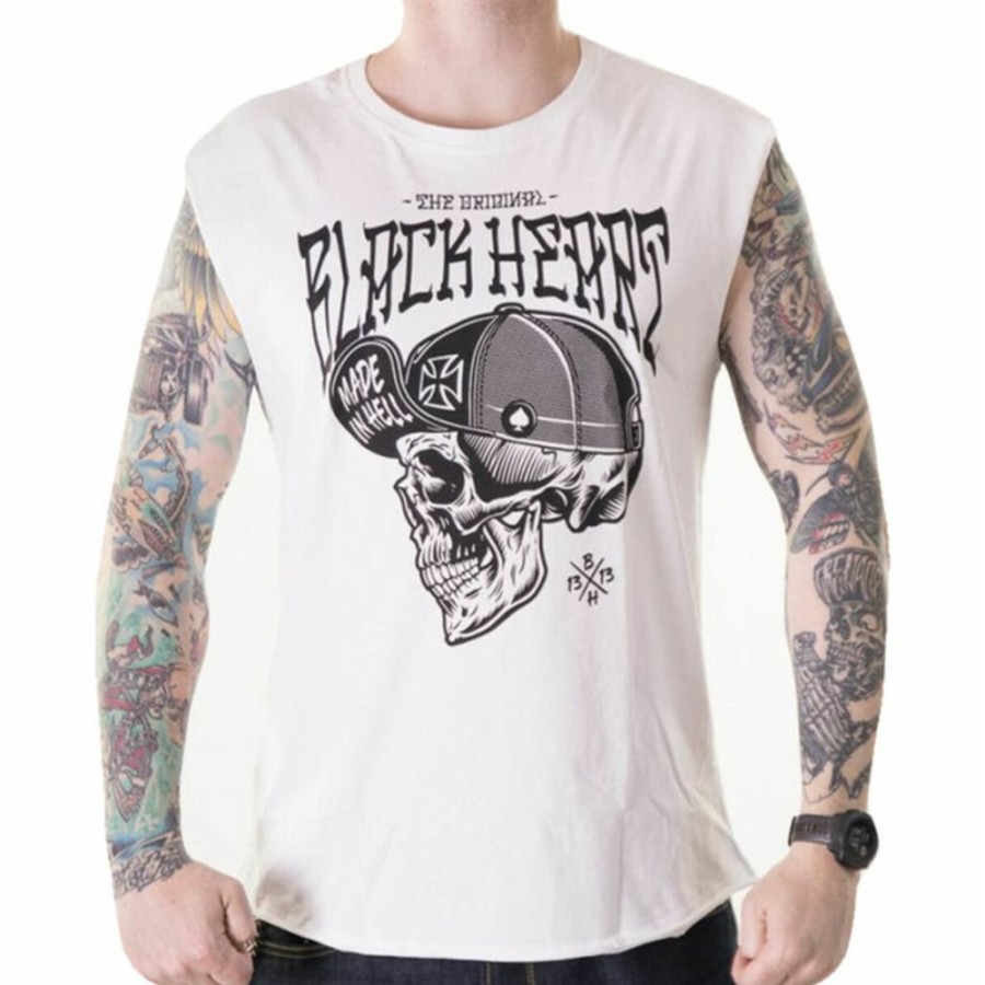 BLACK HEART Herren-Tanktop Black Heart - Mad Mike - Weiss Tank-Tops