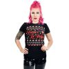 TOO FAST Damen T-Shirt - Satan S Lil Helper Evil Christmas Babydoll - Too Fast Gothic & Punk T-Shirts