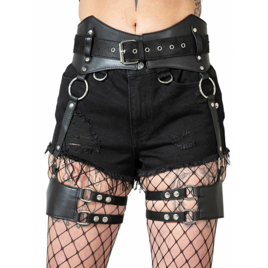 KILLSTAR Harness- Killstar - Sky High Leg Harness - Schwarz Gurtel