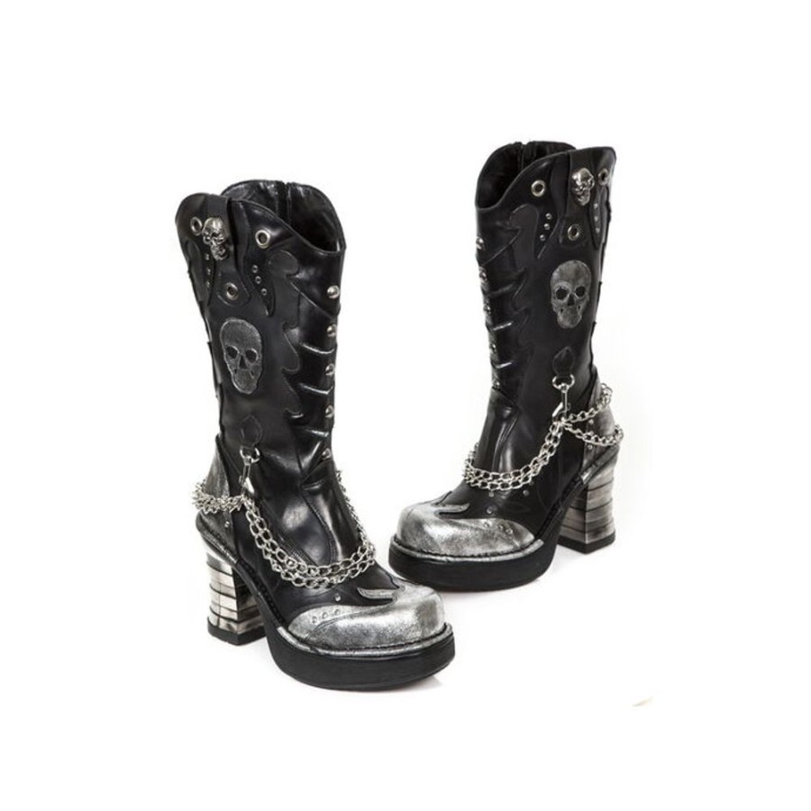 NEW ROCK Schuhe New Rock - Itali Negro, Antik Negro, Box Plane Lederschuhe