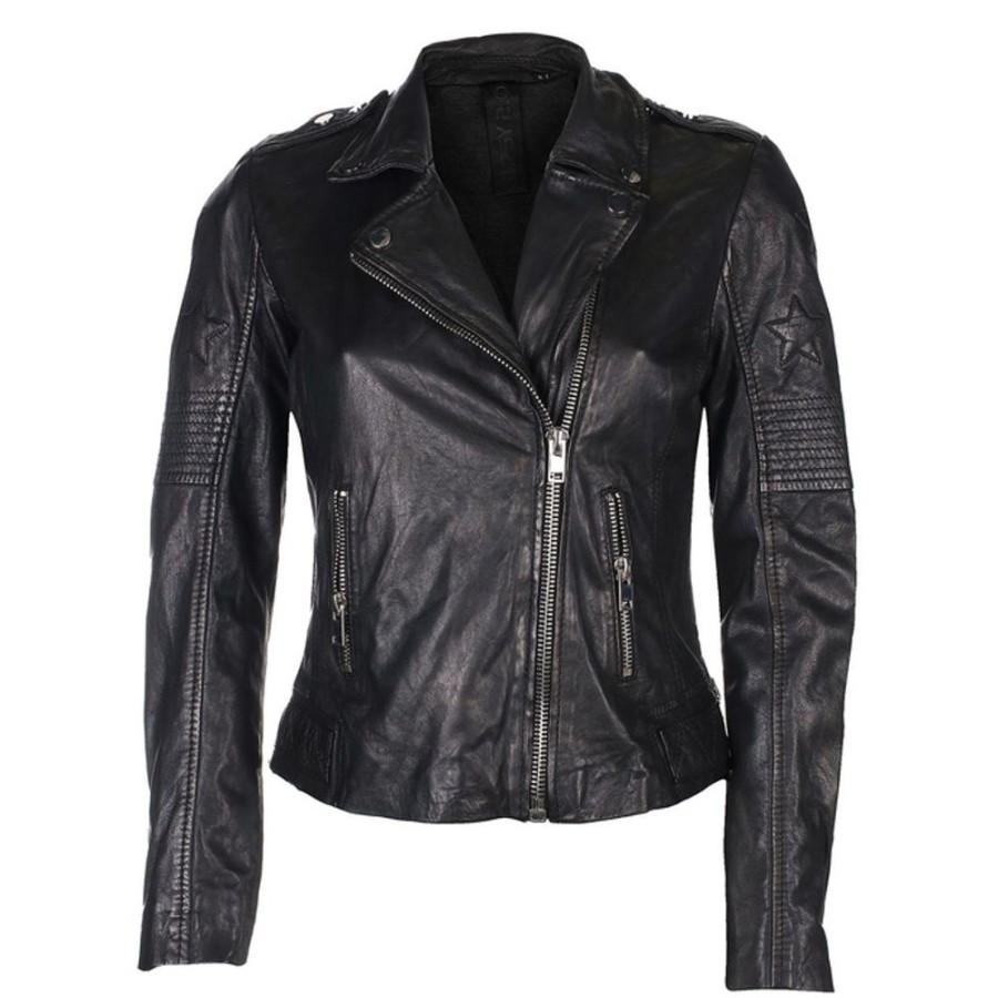 NNM Damen Lederjacke (Biker) G2Gwona W20 Sf Lamev - Glossy - Schwarz Jacken & Mantel