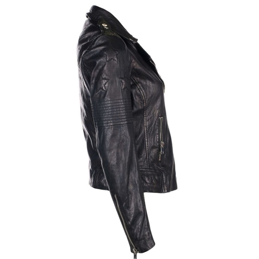 NNM Damen Lederjacke (Biker) G2Gwona W20 Sf Lamev - Glossy - Schwarz Jacken & Mantel