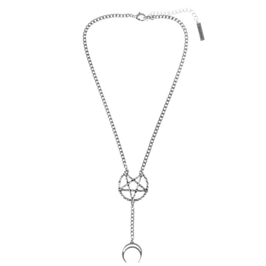 KILLSTAR Anhu00E4Nger Mit Kette Killstar - Pentagram Moon Drop - Silber Schmuck & Bijouterie