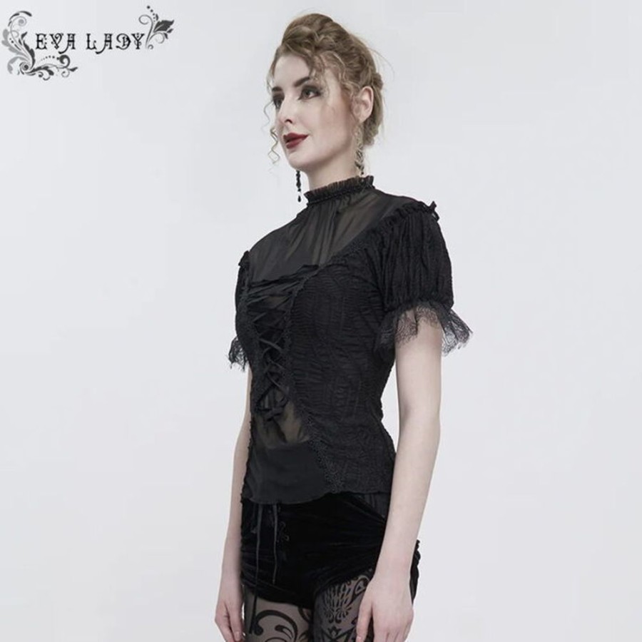 DEVIL FASHION Devil Fashion - Damentop- Hip-Length Dark Romantic Gothic Blusen