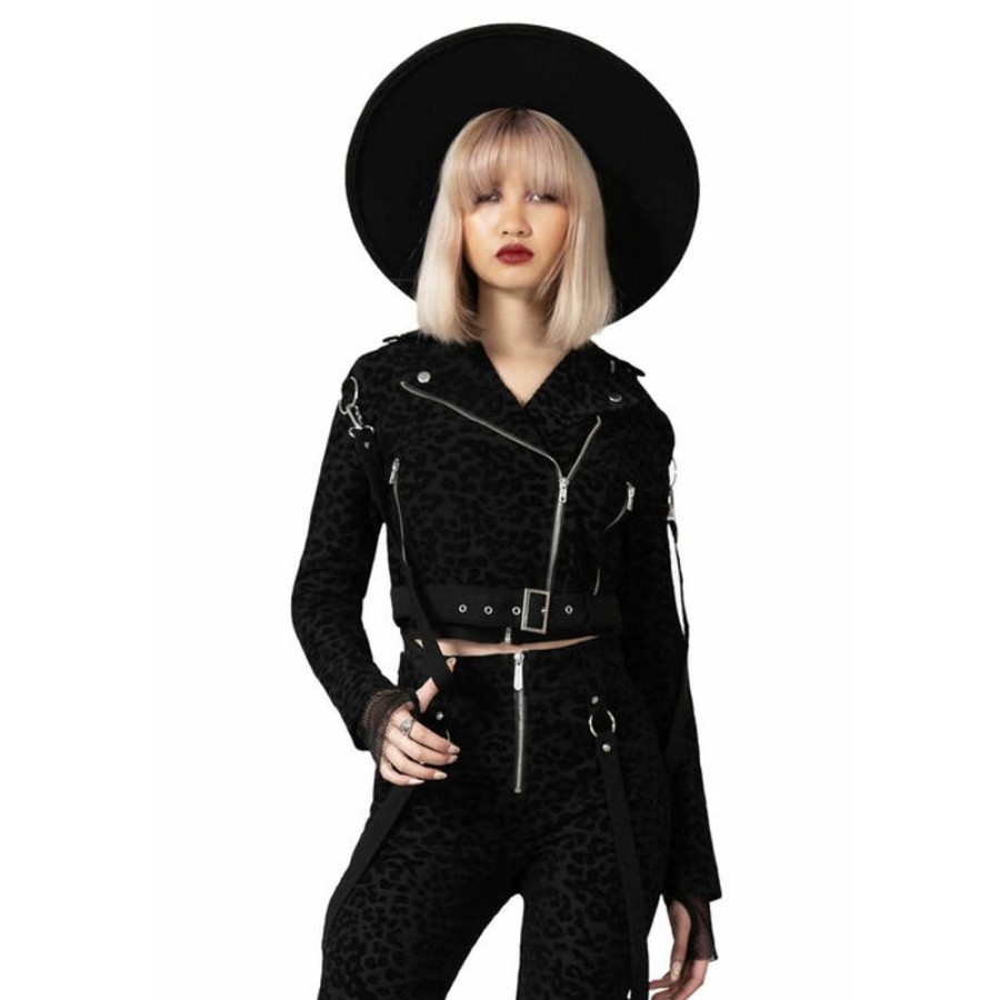 KILLSTAR Killstar Damenjacke - Demon Claw Biker - Schwarz Mit Einem Seitlichen Reiu00Dfverschluss Jacken & Mantel