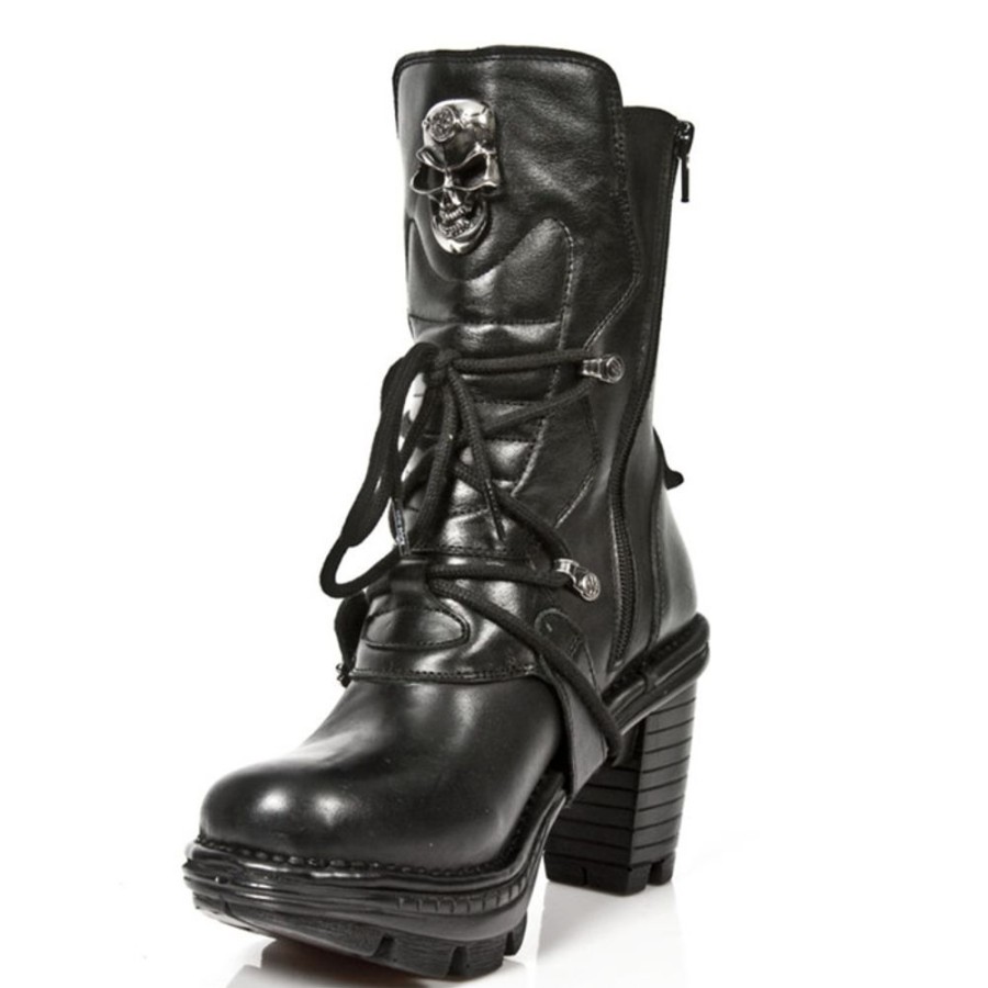 NEW ROCK Schwarze New Rock Damen Lederstiefel - Neotrail Kollektion High Heels