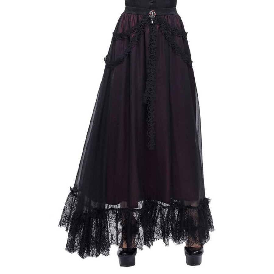 DEVIL FASHION Damen Rock Devil Fashion - Burgundy Gothic Classic Kleider & Rocke