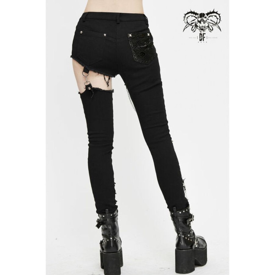 DEVIL FASHION Devil Fashion - Damenhose - - Rift Runner Punk Pants With Chains Hosen & Shorts