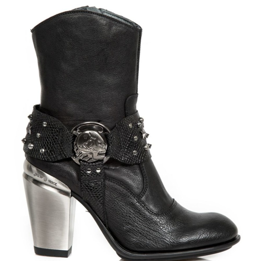 NEW ROCK New Rock Damen Stiefelette Bull- Schwarzes Leder - Bull Coleccion High Heels