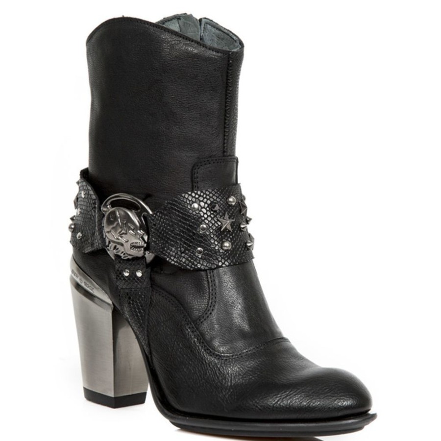 NEW ROCK New Rock Damen Stiefelette Bull- Schwarzes Leder - Bull Coleccion High Heels