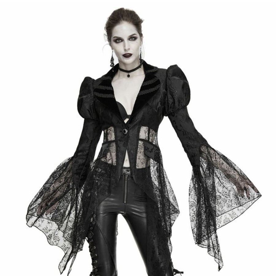 DEVIL FASHION Devil Fashion - Damen Anzugjacke-In Love With Love Gothic Mesh Cardigan Jacken & Mantel