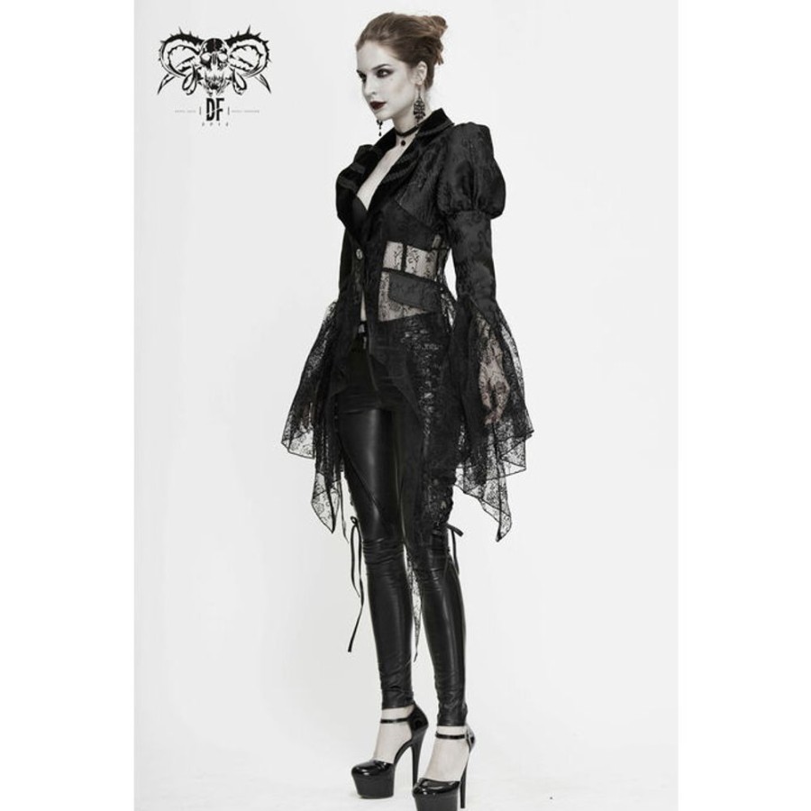 DEVIL FASHION Devil Fashion - Damen Anzugjacke-In Love With Love Gothic Mesh Cardigan Jacken & Mantel