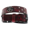 LEATHER & STEEL FASHION Gu00Fcrtel Pentagramm Kreuz - Red Gurtel