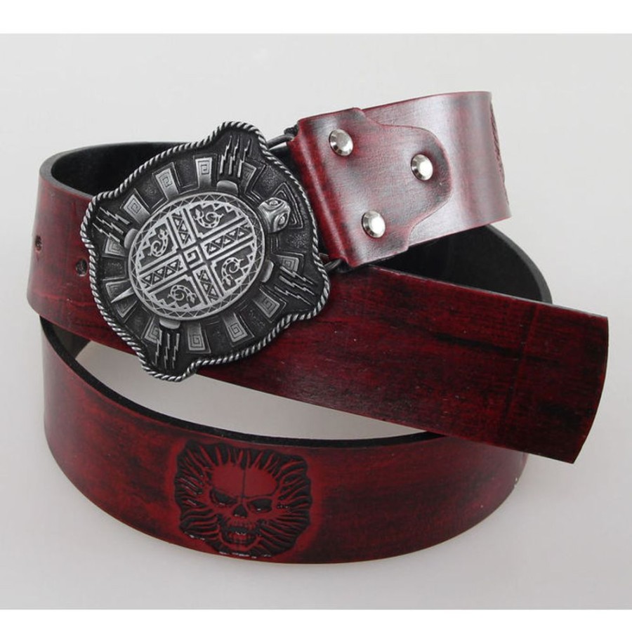 LEATHER & STEEL FASHION Gu00Fcrtel Skull - Red Gurtel