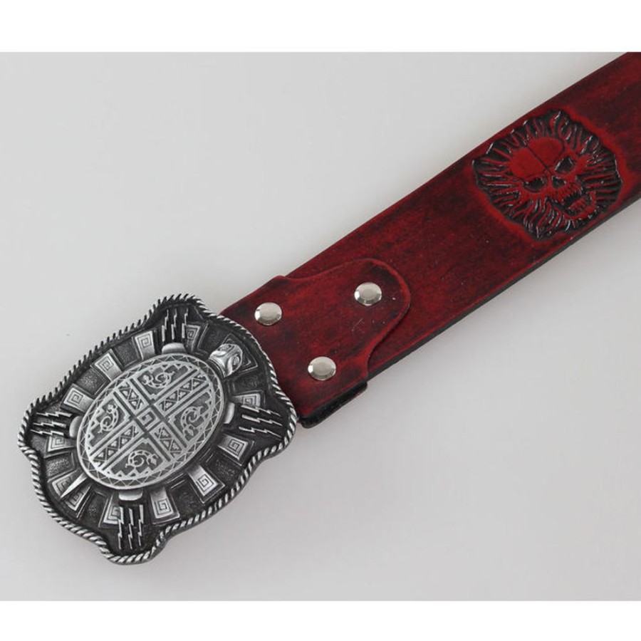 LEATHER & STEEL FASHION Gu00Fcrtel Skull - Red Gurtel