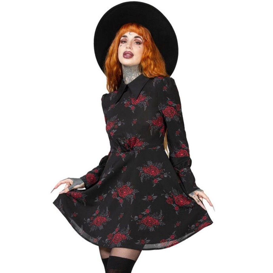 KILLSTAR Damen Kleid Killstar - Pandora S Nightmare - Rot Kleider & Rocke