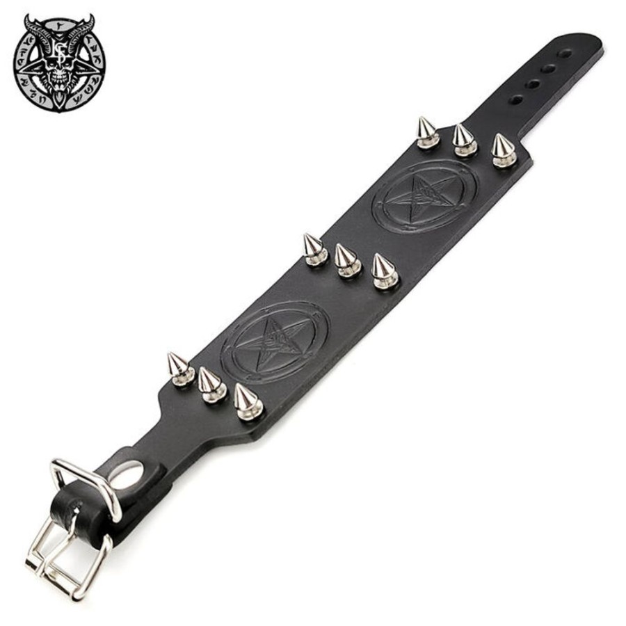 LEATHER & STEEL FASHION Armband Spiky Pentagram Accessoires